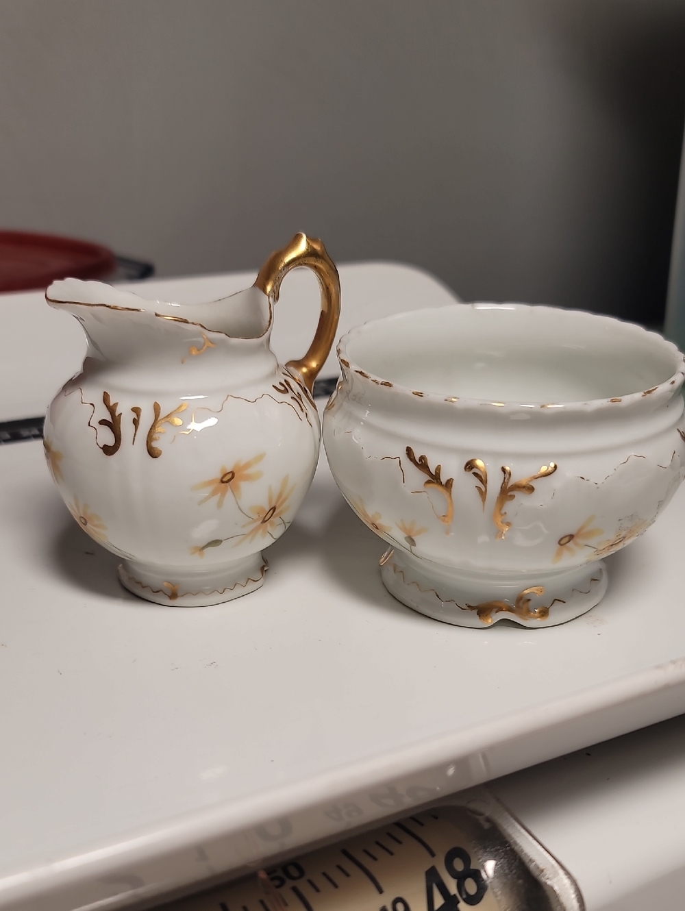 Antique. 1892 J.P./L. France White Porcelain Creamer and Sugar W/O Lid.